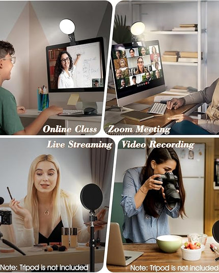 Light for Video Recording, 3 Color & 5 Brightness Video Light Clip on Desktop Monitor, Timer Setting with USB Plug Webcam Light for Meeting, Video Calls, Remote Working, Live Streaming - 4.7''