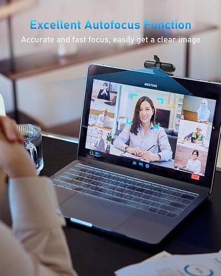 2K Webcam, FHD Computer Streaming Camera with 2K/30fps, 1080P/60fps, Autofocus, Dual Noise-Cancelling Microphones and Tripod, for Computer/Zoom/Skype/Teams/Laptop/MacBook/Windows