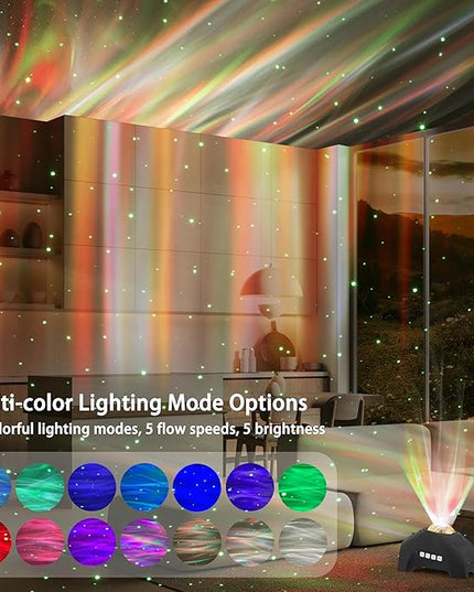 AIRIVO Northern Lights Aurora Projector, Star Projector Music Speaker, White Noise Night Light Galaxy Projector for Kids Adults, for Home Decor Bedroom/Ceiling/Party (Black)