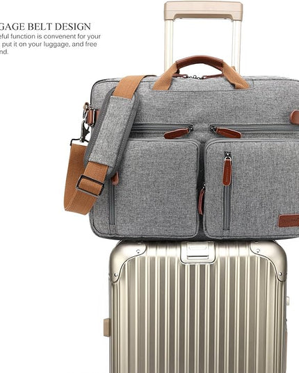 CoolBELL Convertible Backpack Messenger Shoulder bag Laptop Case Handbag Business Briefcase Multi-functional Travel Rucksack Fits 15.6 Inch Laptop For Men/Women (Grey)