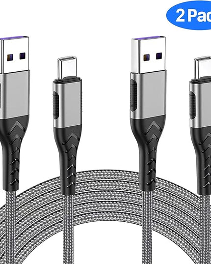 Durcord USB C Charger Cable, 2Pack 3ft Fast Charging 3 Feet USB Type C Cord Cable, 3 Foot Type C Charger Premium Nylon Braided USB Cable Compatible with iPhone 15 Pro/Plus/Max/Android/Phone/Pad-Silver