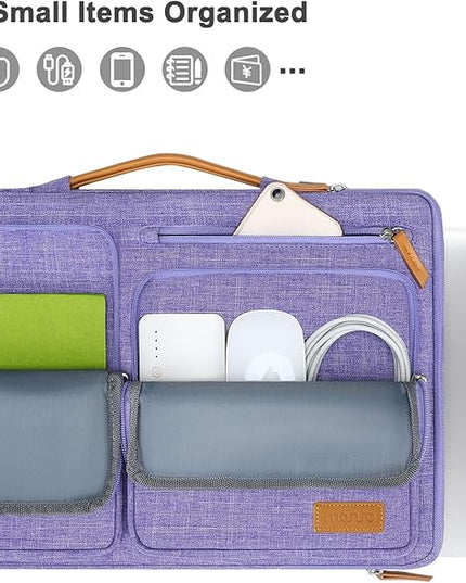 MOSISO 360 Protective Laptop Case 13.3 inch, 13-13.3 inch Laptop Sleeve Compatible with MacBook Air/Pro 13 / Pro 14,HP Dell Acer ASUS,Side Open Carrying Case with 4 Zipper Pockets&Handle, Purple