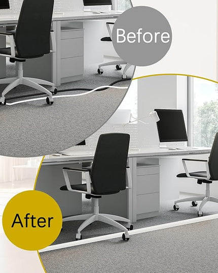 Floor Cord Cover 10FT Cord Covers for Wires on Floor Protect Wires & Prevent Trip Hazards, Easy to Cut for Home, Office, School, Concerts, Cavity W0.6in x H0.32in