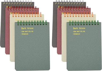 Yansanido Top Bound Spiral Notebook, 8 Pcs 4 Color A6 Size Thick Plastic Hardcover 7mm College Ruled Paper 80 Sheets (160 Pages) Journal for School and Office Supplies (8 Pcs A6)