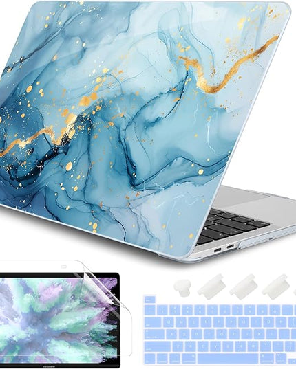 DONGKE Compatible with MacBook Pro 13 inch Case 2024 2023-2020 Release A2338 M2/M1 A2251 A2289 with Retina Display & Touch ID, Plastic Hard Shell & Keyboard Cover & Screen Film - Fluid Flows