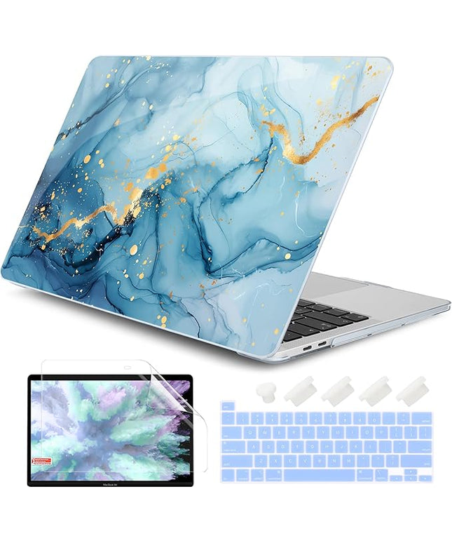 DONGKE Compatible with MacBook Pro 13 inch Case 2024 2023-2020 Release A2338 M2/M1 A2251 A2289 with Retina Display & Touch ID, Plastic Hard Shell & Keyboard Cover & Screen Film - Fluid Flows