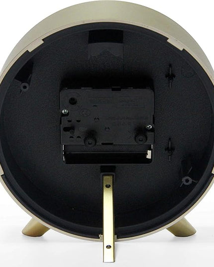 Infinity Instruments Tabletop Alarm Clock Decorative Cute 5.75 inch Face Modern Round Analog Easy-to-Read Matte Gold Small