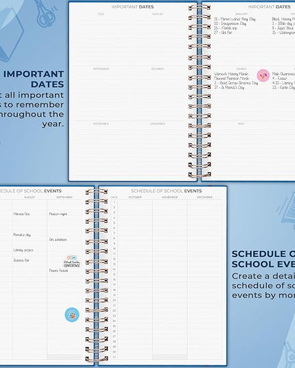 Clever Fox Teacher Planner Spiral – School Year Planner with Calendars & Lesson Plans – Teacher Plan Book for Classroom & Homeschool Organization - Undated, 7.9x10″ (Mystic Blue)