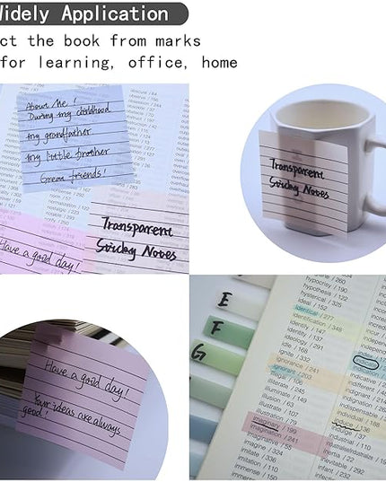 800Pcs Transparent Sticky Notes, 3"x3" Clear Sticky Notes with Lined, Waterproof Translucent Sticky Note Pads for Books Annotation, Clear Post it Notes for Bible Study, School, Office