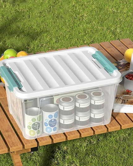 4 Pack 20 Quart Plastic Organizer Bins with Lids, Multi-use Clear Latching Storage Boxes