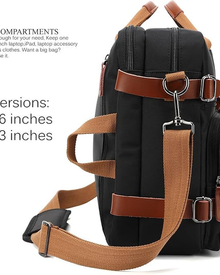CoolBELL Convertible Backpack Messenger Shoulder Bag Laptop Case Handbag Business Briefcase Multi-Functional Travel Rucksack Fits 15.6 Inch Laptop for Men/Women (Black)