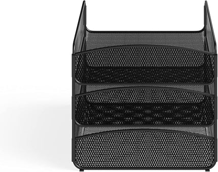 Safco Onyx Organizer Triple Tray: Store & Organize with Style - Powder Coated, Rectangular, Perfect for Home, Office & Classroom. Desktop or Tabletop