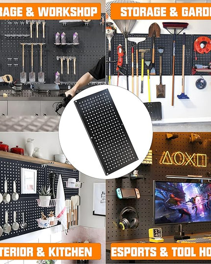Metal Pegboard Storage System, Garage Wall Organizer, Tool Storage Panels for Workbench (Black 31.5"x15.75"-4PCS)