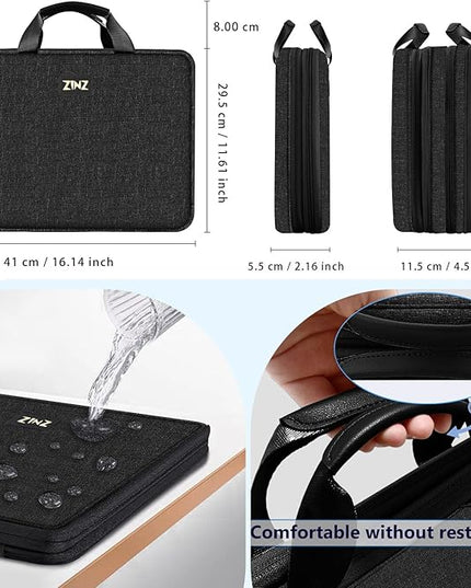 ZINZ Slim Expandable Laptop Case 15.6 Inch Sleeve Upgraded Protective Durable Recycled Carrying Case Compatible with MacBook 15" & 16" and Most 15" 15.6" 16" Notebook,B01K01