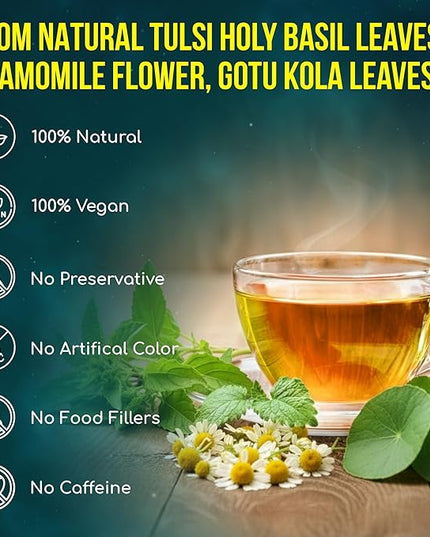 FreshDrinkUS, Tulsi Sleep Tea Bags | 135 Tea Bags | Herbal Blend with Tulsi Holy Basil, Chamomile, Gotu Kola, Ashwagandha & Peppermint | Naturally Caffeine-Free, Relaxing Evening Herbal Tea. Vegan