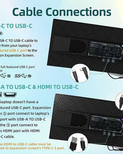 ROYY Laptop Screen Extender Dual Monitor - 15.6" Portable Monitor 85% NTSC IPS 1080P FHD Detachable Screen Extended Extra USB-C/HDMI Port Compatible with Wins Mac Dex Chrome Fits 13"-17" Laptops