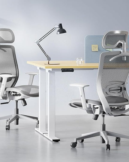 FLEXISPOT OC3 Air Ergonomic Office Chair High Back Computer Chair with Adjustable Lumbar Support/Armrest/, Breathable Mesh Seat Cushion Backrest, Chairs for Home Office Gaming Working, Light Gray