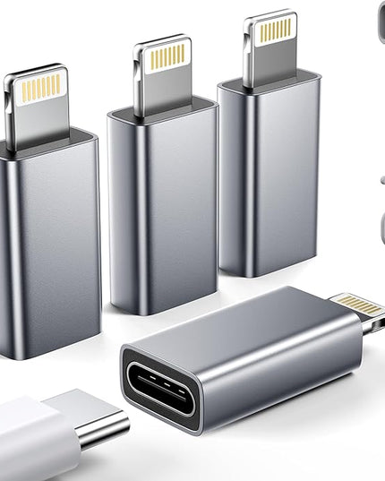 MFi Certified USB C to Lightning Adapter 4-Pack, 27W Fast Charging & Data Sync, Lightning to USB Type C Cable Adapter Compatible with iPhone 14/13/12/Pro/Max, iPad, AirPods, with Anti-Loss Lanyard