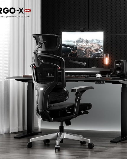 FLEXISPOT ErgoX-PRO Ergonomic Office Chair with Footrest Black – AeroWeave 5.0 Mesh Seat, 5D Lumbar, 7D Armrests, 4D Headrest, 551LBS Capacity – Office, Gaming, Home