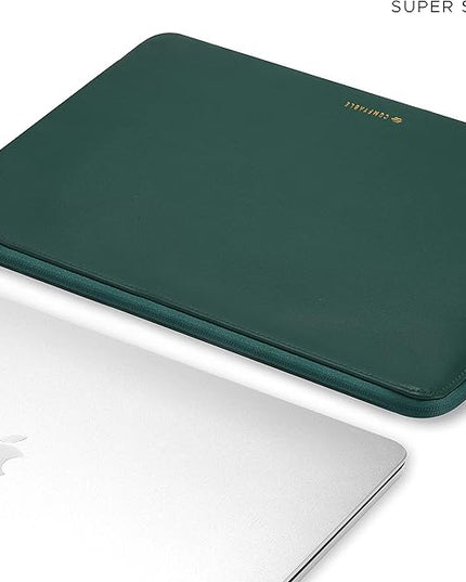 Comfyable Slim Protective Laptop Sleeve 14 Inch Snugly Compatible with MacBook Pro 14-inch M5 M4 M3 M2 M1 Pro/Max 2025, PU Leather Bag Waterproof Cover Notebook Computer Case for Mac, Green