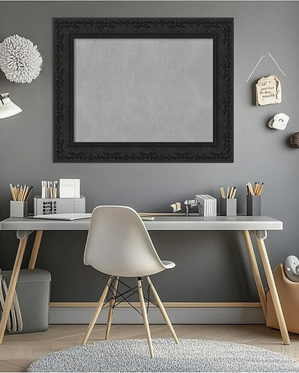 Amanti Art Black Framed Magnetic Board 25x31 Medium Vision Board for use with Magnets, 100% Metal Sheet to Display Items as Office Decor or for Home Organization in mudroom, Kitchen or Kids Room