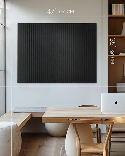 Large Bulletin Board 48"x36" - Office Wall Organizer to Replace your Old Cork Boards for Walls for Office Decor - 12-pack Felt Wall Panels for Use in Home Office Decor, Classroom Decor (Black)
