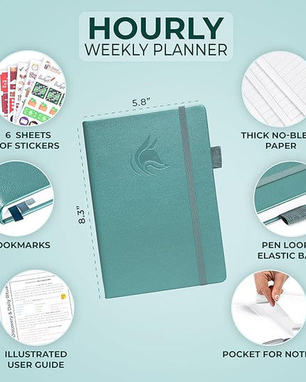Clever Fox Planner Schedule – Undated Weekly & Monthly Life Planner with Time Slots, Appointment Book & Daily Organizer, A5 (Aquamarine)