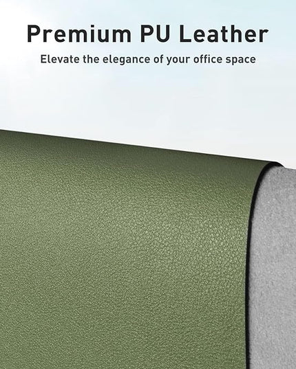 Aothia Leather Desk Pad Protector, Mouse Pad, Office Desk Mat, Non-Slip PU Leather Desk Blotter, Laptop Desk Pad, Waterproof Desk Writing Pad for Office and Home (31.5" x 15.7",Olive Green)