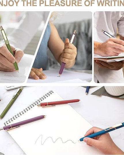 Linbsunne Gel Pens Black Ink Pens for Office 0.5mm Fine Point Pen Smooth Writing Retractable (Vintage-10 pcs)