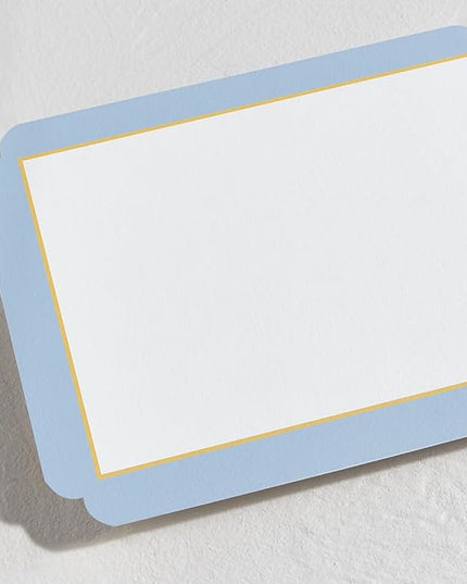 Minted July Stationery Set, Set of 10, Flat Note Cards & Envelopes for Invitations & Handwritten Thank You Messages, Blue & Yellow Stripes in Classic Frame Shape, Gifts for Women, Luxurious Paper