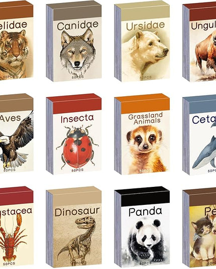 12 Sets 600 Sheets Washi Stickers Book for Journaling, Jungle Animal Sticker, Wild Zoo Sea Animal Aesthetic Scrapbook Dinosaur Sticker Set for Bullet Journal Card Craft Gift Rewards for Kid Notebook