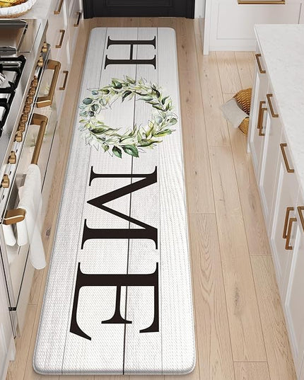 KIMODE Kitchen Mats Cushioned Anti Fatigue, Farmhouse Rugs for Kitchen Rug Runner Stain Resistant, Ergonomic Standing Kitchen Floor Mat, Non Slip Waterproof Kitchen Sink Rug, 20" x 71", White