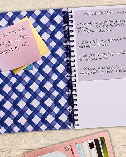 Steel Mill & Co Cute Floral Mini Spiral Notebook, 8.25" x 6.25" Journal with Durable Hardcover and 160 Lined Pages, Blue Watercolor
