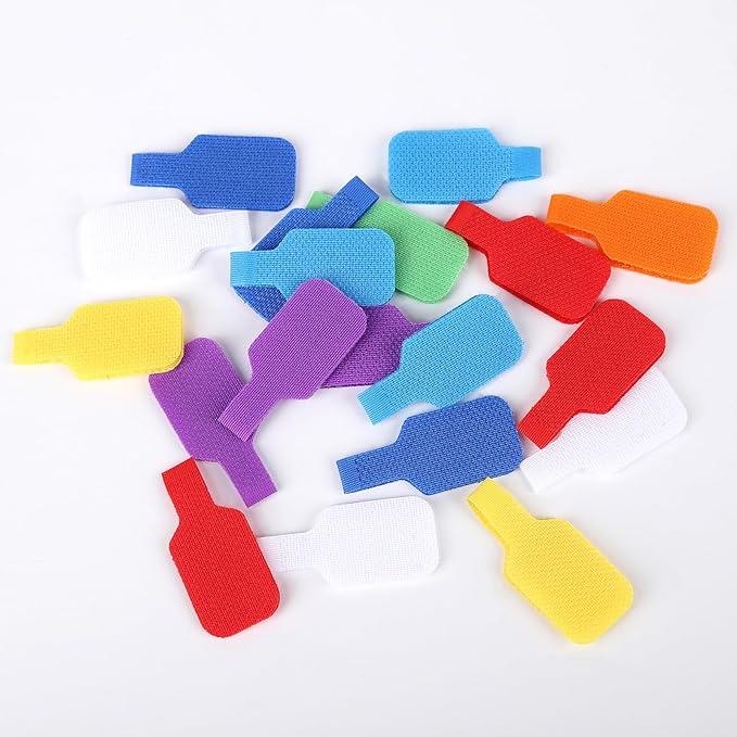 32 Pcs Cable Labels, Write On Cord Labels Tags for Electronics, Wire Markers Electrical, Reusable Large Size Plastic Label for Charging Cords Management and Identification