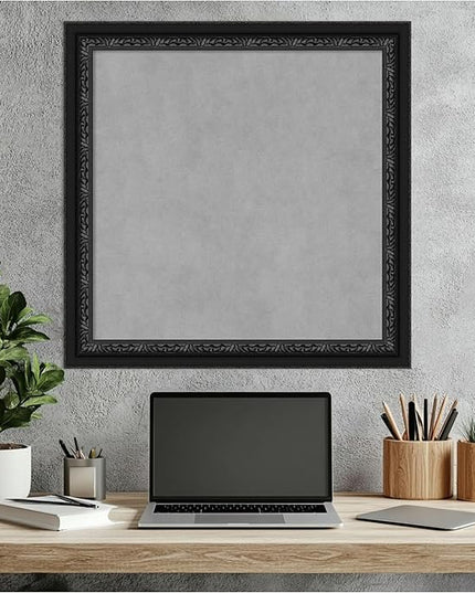 Amanti Art Black Framed Magnetic Board 24x24 Medium Vision Board for use with Magnets, 100% Metal Sheet to Display Items as Office Decor or for Home Organization in mudroom, Kitchen or Kids Room