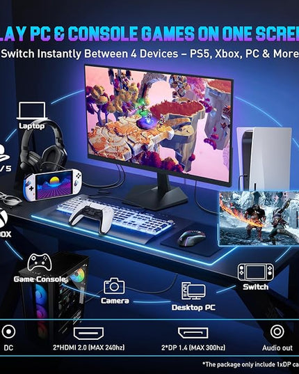 SANSUI Gaming Monitor, 24.5" 300hz 240hz FHD 1080P 1ms FPS PC Monitor Gaming, HDR, FreeSync, DisplayPort x2 HDMI x2, Fast IPS, 120% sRGB, Audio Jack, VESA Support, Desktop Compatible(ES-G25X1 PRO)