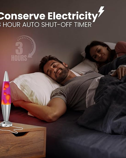 JAMBO Upgraded Motion Lamp – 16" Purple Liquid, Yellow Wax – USB Ports, Timer – Night Light for Adults, Teens, Kids – Bedroom, Living Room, Office Décor Lamp