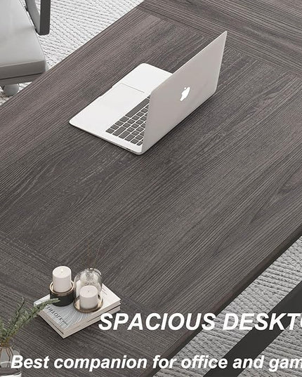 HSH Large Rustic Computer Desk, Industrial Extra Long Home Office Desk, Modern Pc Study Gaming Writing Table for Two Person, Workstation Executive Desk for Home Bedroom Living Room, Dark Gray, 70 Inch
