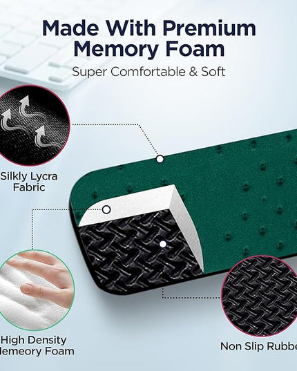 EdgeRest PostureUp L-Shaped Desk Long Wrist Rest Elbow, Forearm & Wrist Comfort Support for Table or Desk Edge, Non-Slip, Memory Foam Padding, Ergonomic Design for Work, Universal Fit, Forest Green