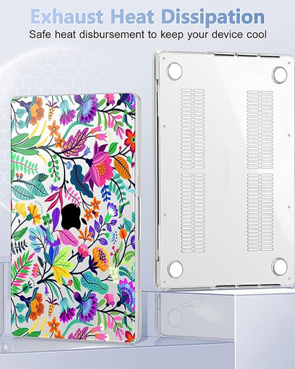 May Chen Case for MacBook Pro 14 inch, A2442 A2779 A2918 A2992 A3401 A3185 A3112 A3434, M1 M2 M3 M4 M5 Chip (2021-2025 Release), Plastic Hard Shell Case with Keyboard Cover, Bright Colorful Flowers