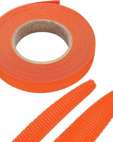 MECCANIXITY Braided Cable Sleeves Heat Shrinkable Fabric Sleeving, 3/8" 26ft Orange 2:1 Ratio Heat Shrinkable Cord Protector for Harness Cable, Network Cable Protection, Cable Management