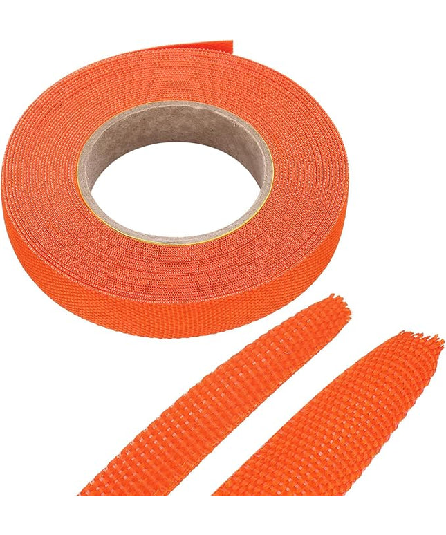 MECCANIXITY Braided Cable Sleeves Heat Shrinkable Fabric Sleeving, 3/8" 26ft Orange 2:1 Ratio Heat Shrinkable Cord Protector for Harness Cable, Network Cable Protection, Cable Management