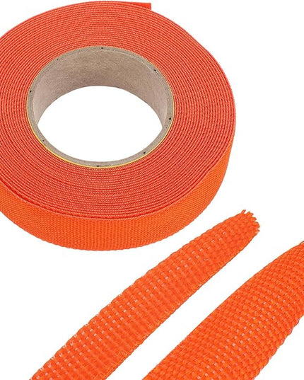 MECCANIXITY Braided Cable Sleeves Heat Shrinkable Fabric Sleeving, 5/8" 26ft Orange 2:1 Ratio Heat Shrinkable Cord Protector for Harness Cable, Network Cable Protection, Cable Management