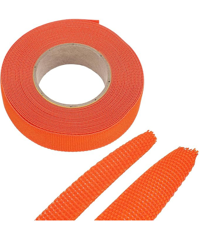 MECCANIXITY Braided Cable Sleeves Heat Shrinkable Fabric Sleeving, 5/8" 26ft Orange 2:1 Ratio Heat Shrinkable Cord Protector for Harness Cable, Network Cable Protection, Cable Management