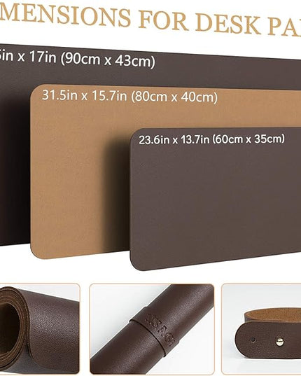 YSAGi Non-Slip Leather Desk Pad, Waterproof Laptop Computer Desk Keyboard Mat, Table Protector Blotter Mat, Large Mouse Pad for Office/Work/Home/Decor(Dark Brown, 23.6" x 13.7")