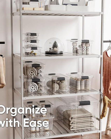 Superio Storage Bins with Lids- 8 Pack, 4.75 Qt Clear Boxes for Organizing, Stackable Plastic Containers- BPA Free, Non-Toxic, Odor Free, Organizer for Home, Office, Dorm