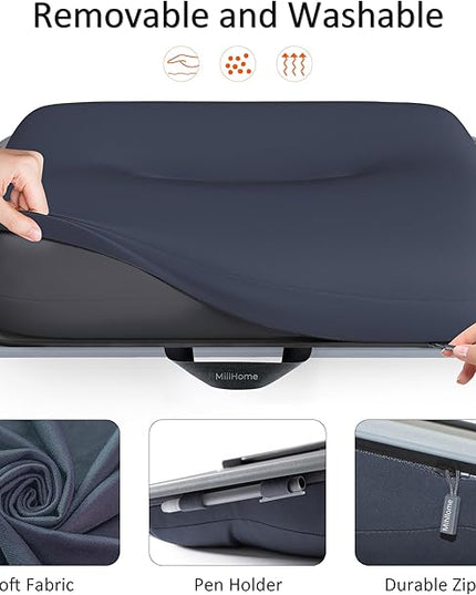 Lap Desk, Lap Desk with Cushion, Fits up to 17 inch Laptop, Pillow Designed, Portable Laptop Stand with Tray, Pad & Phone Holder, Home Office for Bed/Couch/Car/Reading/Writing, MillHome (Gray)