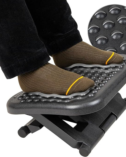 Mind Reader Foot Rest, Under Desk at Work, Ergonomic, Height Adjustable, Office, Plastic, 17"L x 13"W x 6.25"H, Black