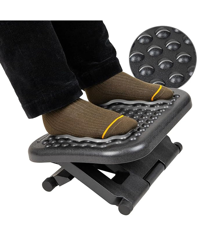 Mind Reader Foot Rest, Under Desk at Work, Ergonomic, Height Adjustable, Office, Plastic, 17"L x 13"W x 6.25"H, Black