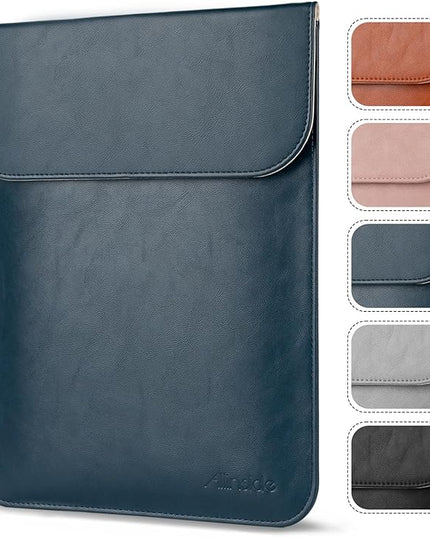 Allinside 13-13.3 inch Laptop Sleeve Case for MacBook Pro 14 2021-2024/MacBook Air 13 2010-2017/MacBook Pro 13 2010-2015, Waterproof PU Leather Laptop Sleeve Bag Protective Vertical Case Cover, Blue